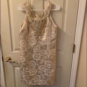 Gold Lilly Shift Dress Metallic Largo size 8